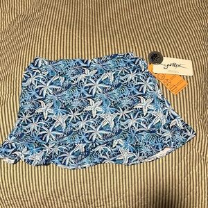 Skort: Gottex Blue and White Starfish Ruffle Skort